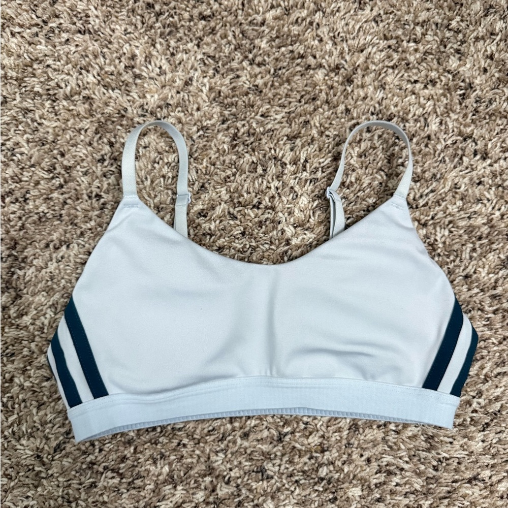 adidas baby blue Sports Bralette with teal Stripe Detail